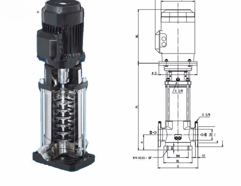 Bơm bù áp trục đứng